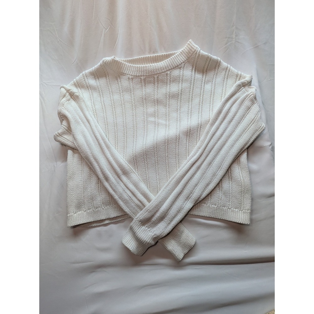 Aeropostale Cream Ribbed Crew Neck Sweater